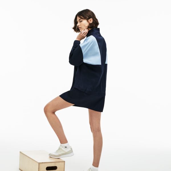 Lacoste LIVE Colorblock Cotton Poplin Sweatshirt Dress Dámské - Šaty Blankyt / Světle Blankyt | CZ-B